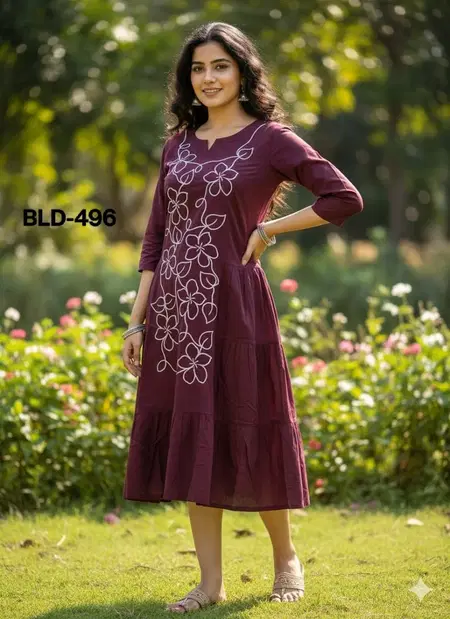 ST Pure Cotton One Piece Embroidery Work Designer Kurti Wholesale In India
